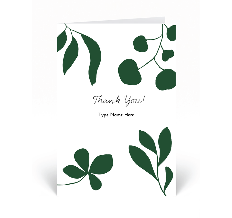 Personalised Card - Thank you - Leaf - Green
