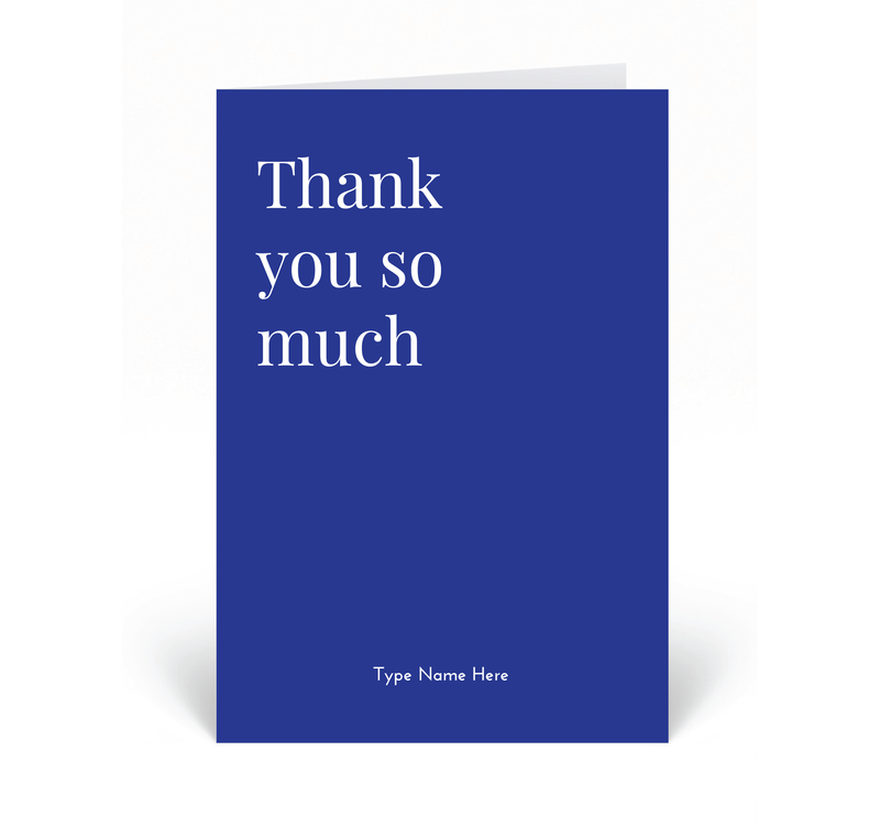Personalised Card - Thank You So Much - Blue