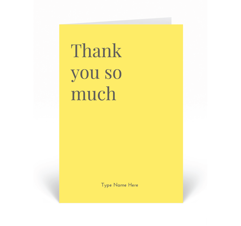 Personalised Card  - Thank You So Much - Yellow