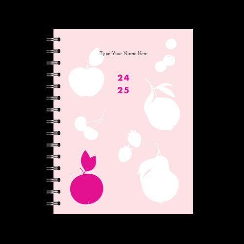 A5 Spiral 24/25 Mid-Year Diary - Fruits - Pink