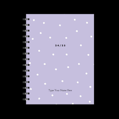 A5 Spiral 24/25 Mid-Year Diary - Dots -Purple