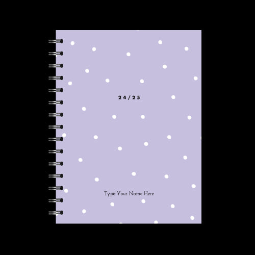 A5 Spiral 24/25 Mid-Year Diary - Dots -Purple