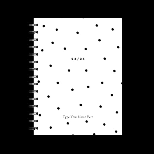 A5 Spiral 24/25 Mid-Year Diary - Dots - White