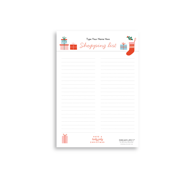 A5 Shopping List with Magnet  - Christmas