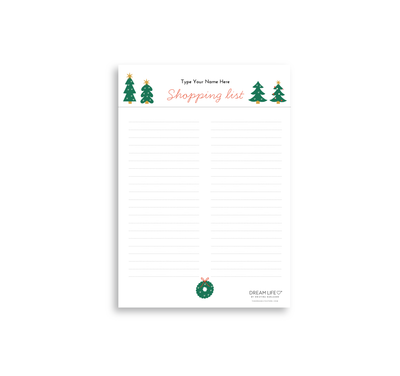 A5 Shopping List with Magnet  - Christmas Trees