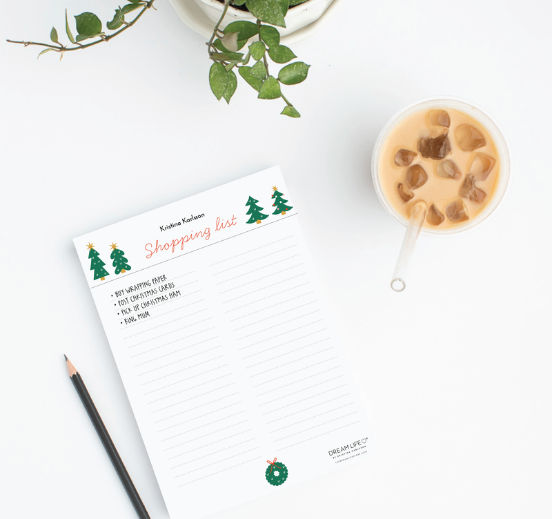 A5 Shopping List with Magnet  - Christmas Trees