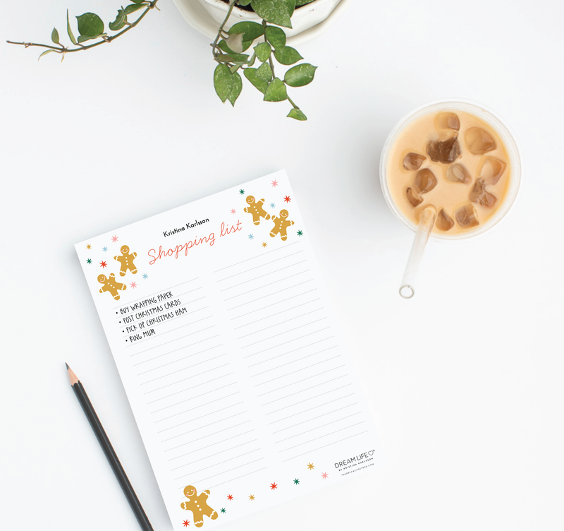 A5 Shopping List with Magnet - Gingerbread