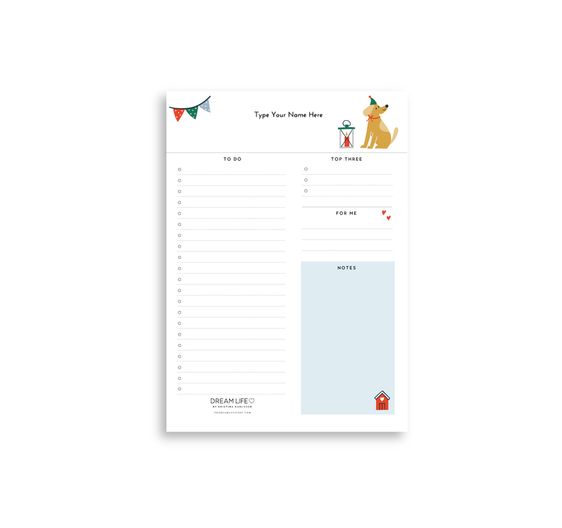 A5 Christmas To Do List - Dog