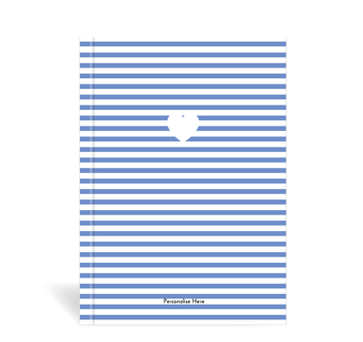 A5 Journal - Stripe Heart - Blue