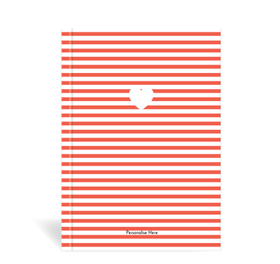 A5 Journal - Stripe Heart - Red