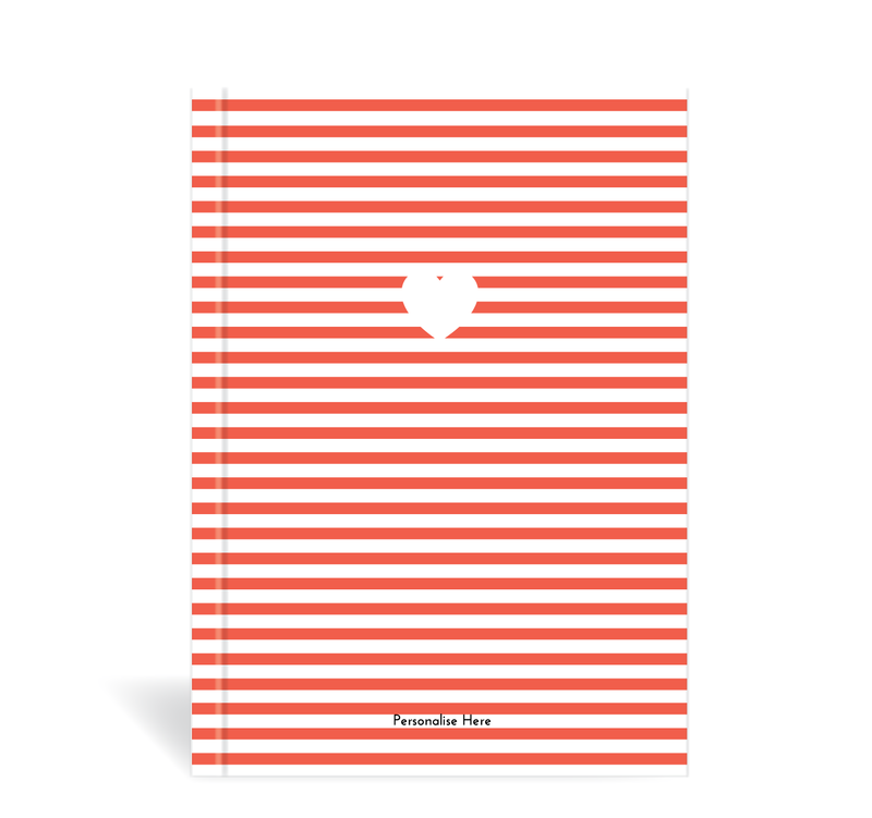 A5 Journal - Stripe Heart - Red