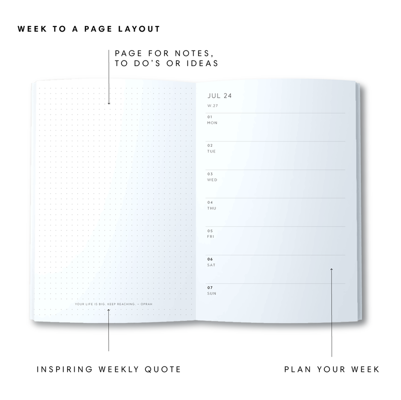 A5 24/25 Mid-Year Diary - Dots - White