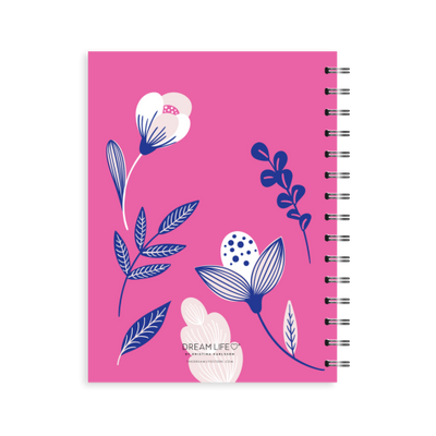 A5 2025 Spiral Weekly Spread Diary - Botanical - Hot Pink