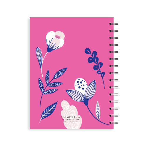 A5 2025 Spiral Weekly Spread Diary - Botanical - Hot Pink