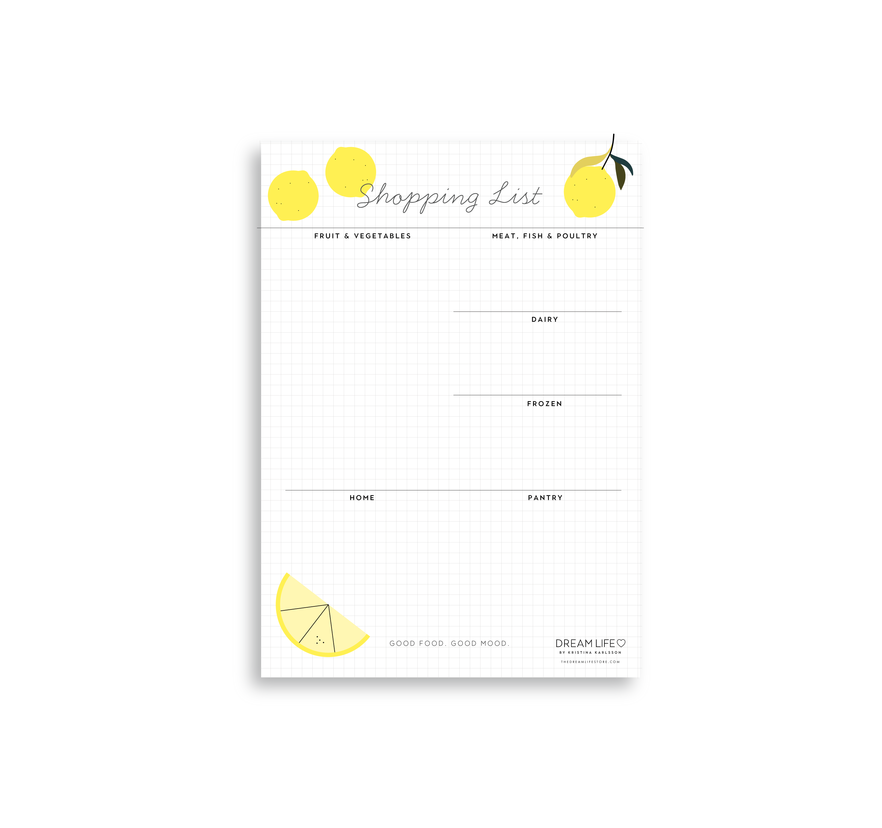 A5 Shopping List with Magnet - Categorised - Lemons – Dream Life
