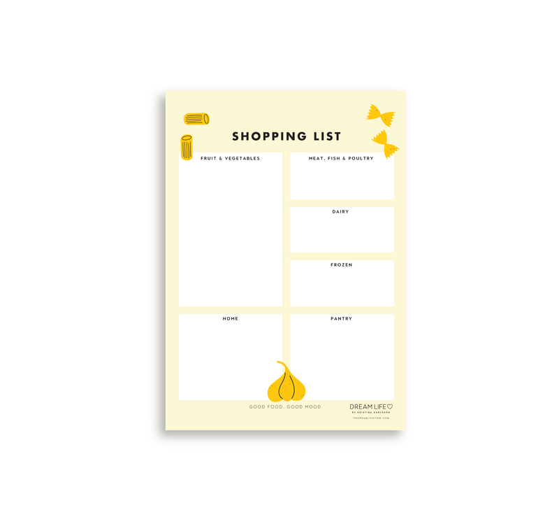 A5 Shopping List with Magnet  - Categorised - Pasta