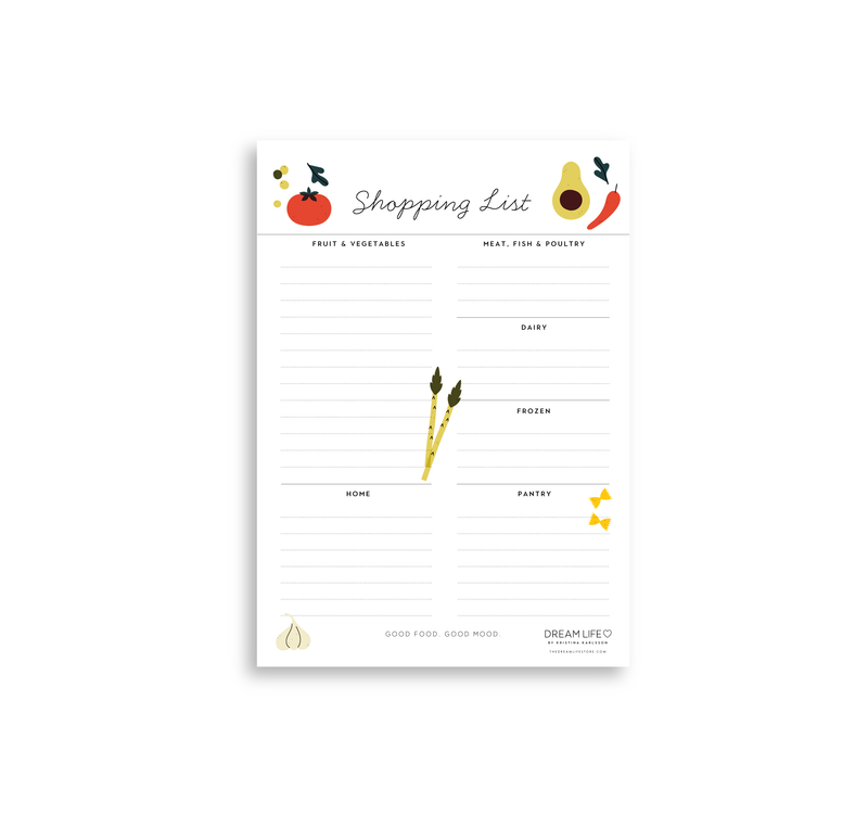A5 Shopping List with Magnet  - Categorised - Veggies