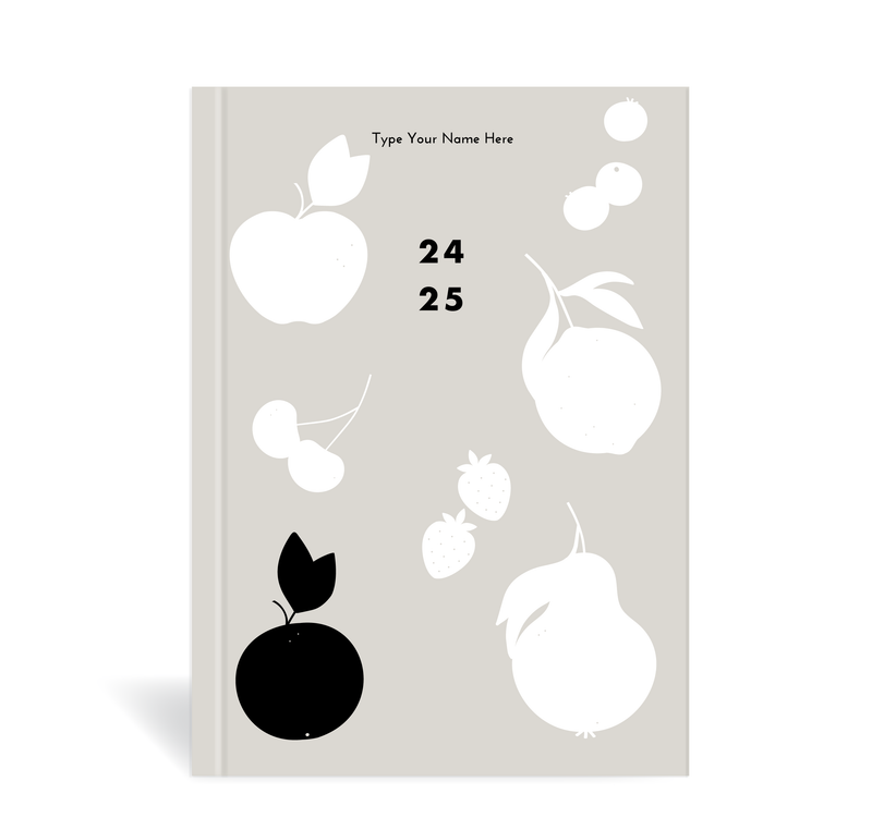 A5 24/25 Mid-Year Diary - Fruits - Grey