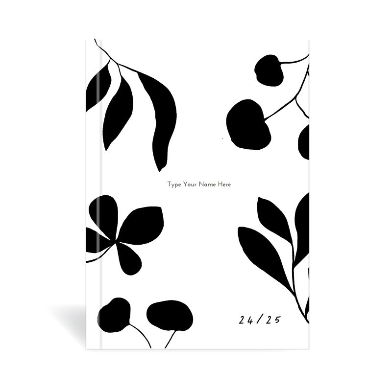 A5 24/25 Mid-Year Diary - Leaves - Black