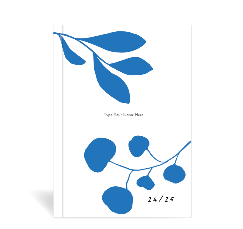 A5 24/25 Mid-Year Diary - Leaves - Blue