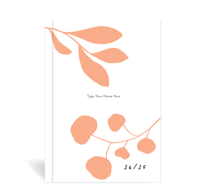 A5 24/25 Mid-Year Diary - Leaves - Peach