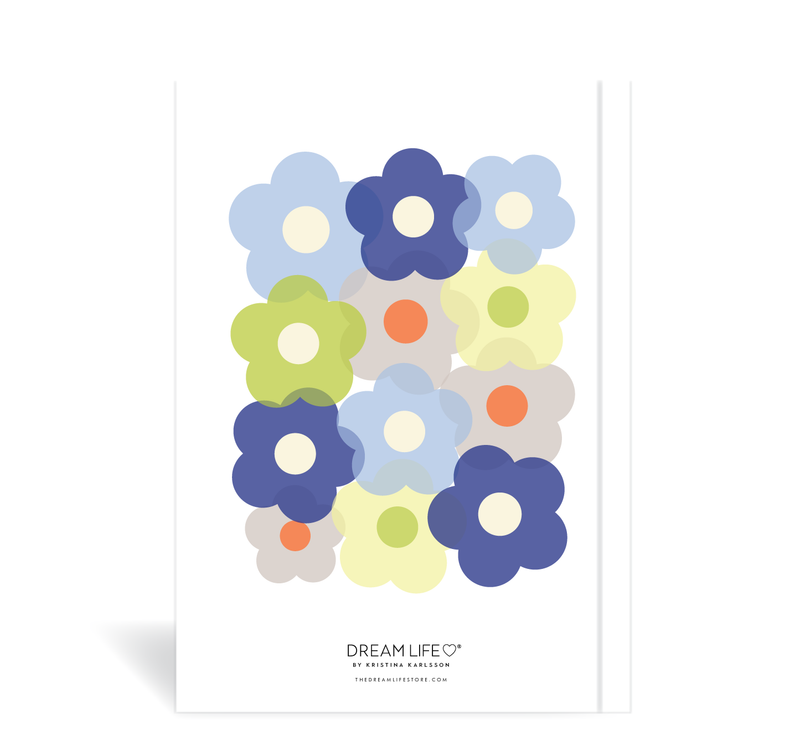 A5 Journal - Flower power - Blue