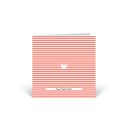 Personalised Card - Stripe Heart - Red