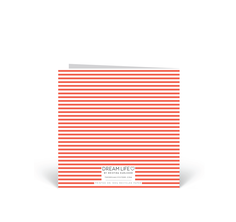 Personalised Card - Stripe Heart - Red