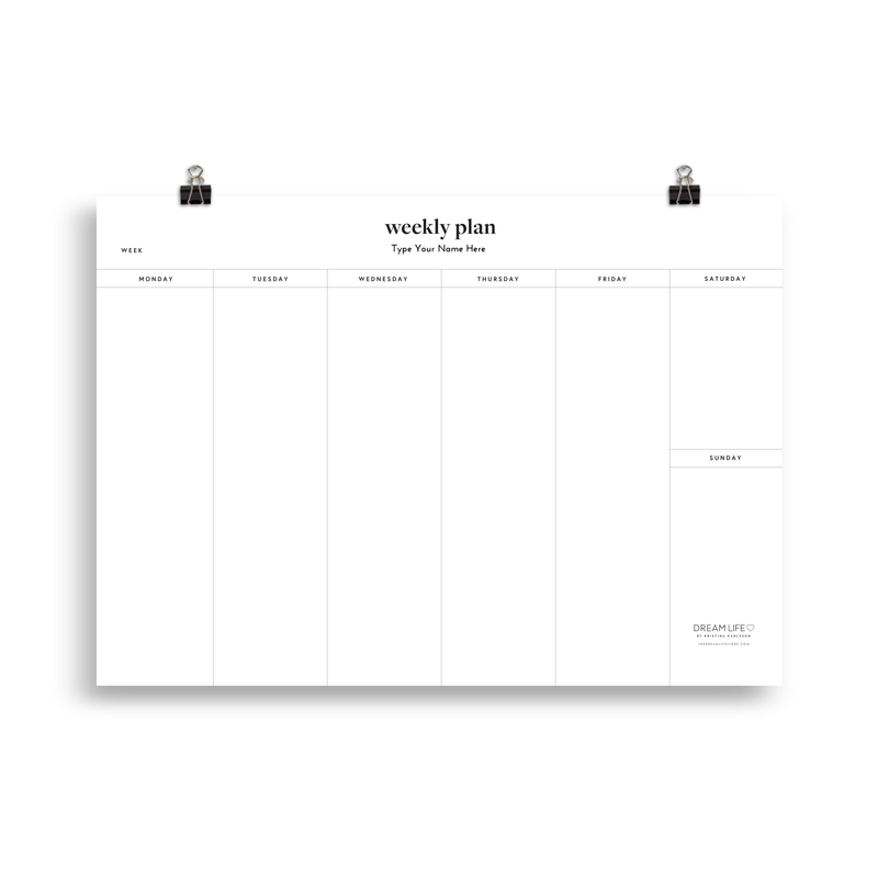 Weekly Wall Planner - Minimal