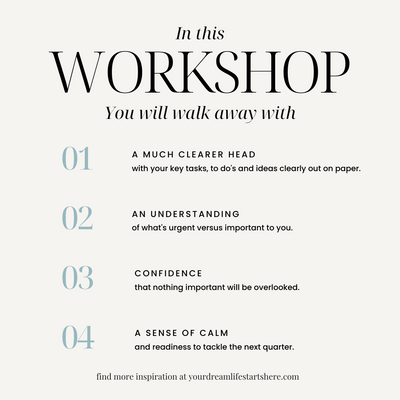 FROM OVERWHELM TO CLARITY IN 60 MINUTES: Online Pre-Recorded Video Workshop, hosted by Kristina Karlsson