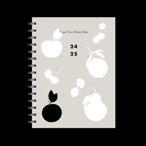 A5 Spiral Mid-Year Diary - Fruits - Grey