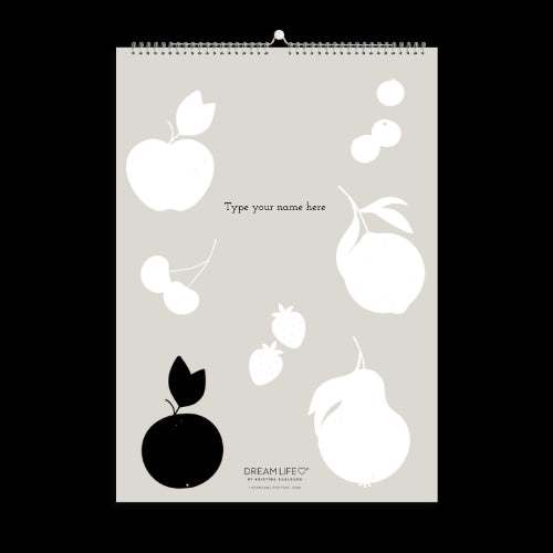 A3 Family Calendar - Fruits - Grey