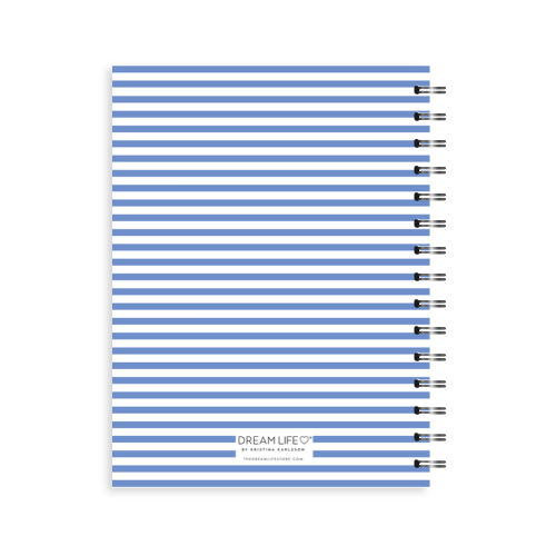 A5 Spiral Journal - Stripe Heart - Blue