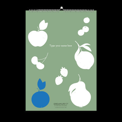 A3 Family Calendar - Fruits - Green