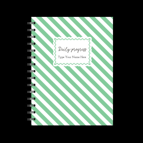 A5 Spiral Journal - Daily Progress - Stripe - Green