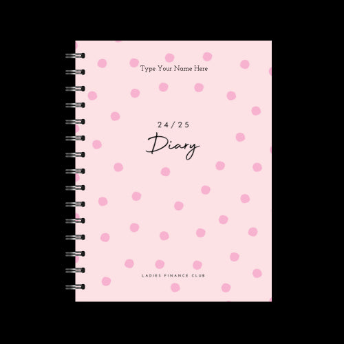 A5 24/25 Spiral Financial Diary - Ladies Finance Club - Dots - Pink