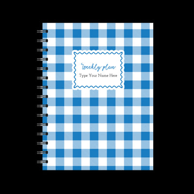 A5 Spiral Mid-Year Diary - Gingham - Blue