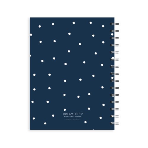 A5 Spiral Journal - Daily Progress - Q1- Navy Dots