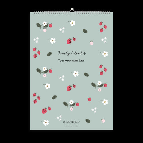 A3 Family Calendar - Berries - Green