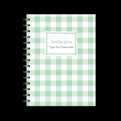 A5 Spiral Mid-Year Diary - Gingham - Apple Green