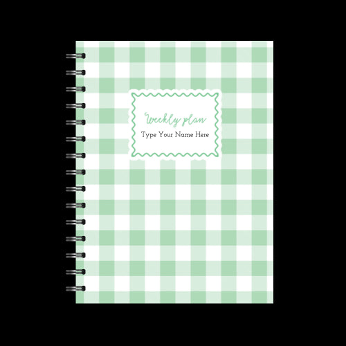A5 Spiral Mid-Year Diary - Gingham - Apple Green