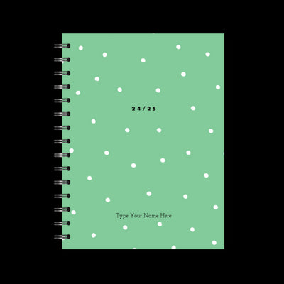 A5 Spiral 24/25 Mid-Year Diary - Dots - Green