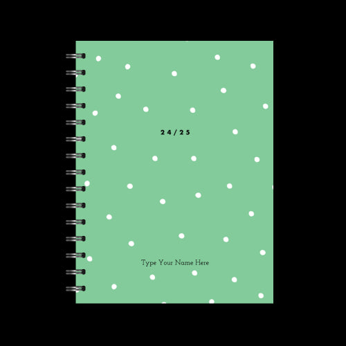 A5 Spiral 24/25 Mid-Year Diary - Dots - Green