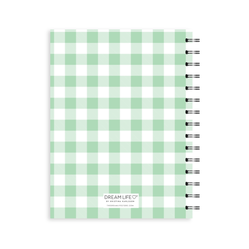 A5 Spiral 24/25 Mid-Year Diary - Gingham - Apple Green