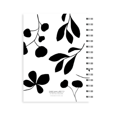 A5 Spiral 24/25 Mid-Year Diary - Leaves - Black
