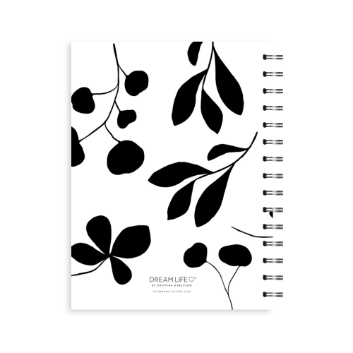 A5 Spiral 24/25 Mid-Year Diary - Leaves - Black