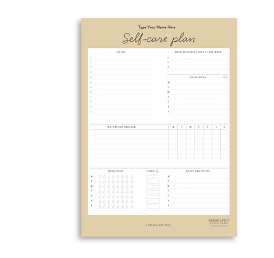 A4 Self-Care Notepad - Light Tan