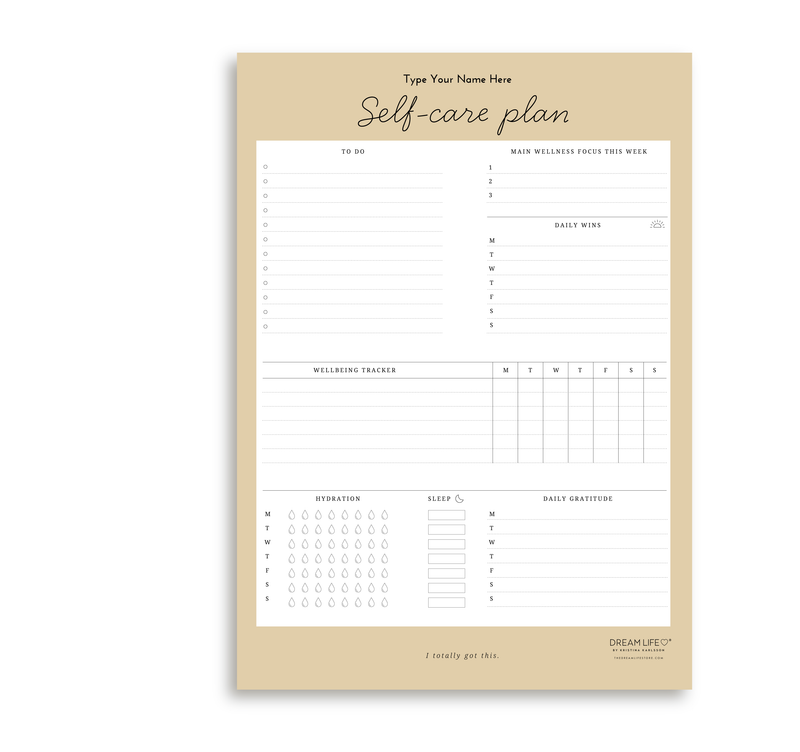 A4 Self-Care Notepad - Light Tan