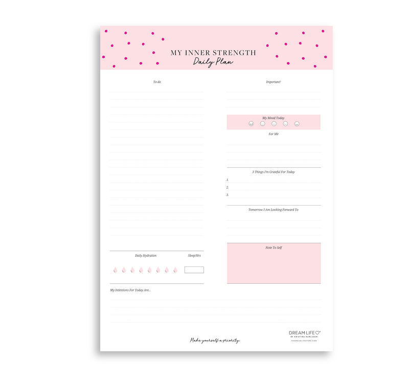 A4 Notepad - My Inner Strength - Daily Plan - Pink