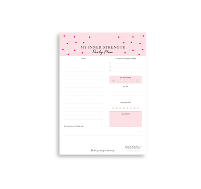 A5 Notepad - My Inner Strength - Daily Plan - Pink
